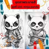 ราคา ชุดภาพระบายสี ชุดภาพลายเส้น ชุดที่ 110. ninja panda หมีแพนด้านินจา กระดาษ A4, A5 หนา 80, 210 แกรม, ผ้า canvas จำนวน 30 แผ่น เส้นคมชัด สีไม้, สีเทียน, สีน้ำ, สีอะคลิริค ระบายได้ ภ (1729676097195903295)