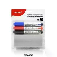 ราคา ปากกาไวท์บอร์ด โมนามิ #220 (3 ด้าม + แปรงลบ/แพ๊ค) MONAMI SigmaFlo Liquid WHITE BOARD MARKER (1731954324535936020)