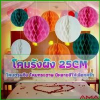 ราคา AMA โคม พู่ แขวน กระดาษรังผึ้ง ปอมปอม 25cm party supplies (1729623700566150086)