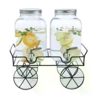 ราคา โถจ่ายน้ำหวานคู่ โหลแก้วจ่ายน้ำคู่ โหลแก้วจ่ายน้ำ โถแก้วคู่จ่ายน้ำมีก็อกพร้อมฐานตั้ง ขนาด 4 ลิตรต่อขวดโหล โถ ใส่ personal cooler คูลเลอร์ เก็บ (1730017283733293463)