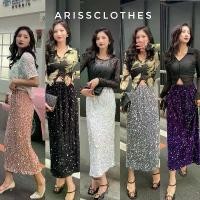 ราคา glitter skirt กระโปรงผ้ากลิตเตอร์ เนื้อผ้ายืดหยุ่นมาก ใส่ออกงาน (1731308240596010820)