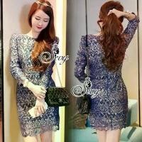 ราคา ชุดเดรส Sevy Elegant Glitter Lace Long Sleeve Mini Dress คล้อง คอ ปาร์ตี้ (1731848489398666241)
