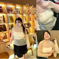 ราคา Fairy Glitter เสื้อซีทรูกลิตเตอร์แขนยาวคอสูงขอบหยัก ผ้ากลิตเตอร์นิ่มยืดใส่สบายกากเพชรไม่ร่วงติดผิว (1731700188661908675)