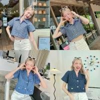 ราคา Mute - Butter crop เสื้อครอปน่ารัก เสื้อครอปลายผ้ายีนส์และผ้าริ้วเเต่งกระดุมหัวใจ จัดส่งเฉพาะจุด (1732257644321736532)