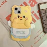 ราคา 3D กันกระแทก สําหรับ Xiaomi Poco X6Pro M3Pro X3 GT F4 F3 Mi 14 13 Redmi Note10 Note13 Pro 5G เคสโทรศัพท์ TPU Soft Cartoon Cute Butter Bear Cover เปลือกกันกระแทก เคสซิลิโคน เคสป้องกัน (1731815573304870