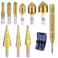 ราคา ชุดดอกสว่านเจาะขั้นบันได 10 ชิ้น ก้านหกเหลี่ยม 5 Flute Countersink Drill พร้อมศูนย์หมัด (1732499191266837528)