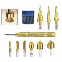 ราคา ชุดดอกสว่านเจาะขั้นบันได 10 ชิ้น ก้านหกเหลี่ยม 5 Flute Countersink Drill พร้อมศูนย์หมัด (1732195042917713002)
