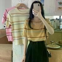 ราคา Chili*พร้อมส่ง*ใหม่ เก๋ไก๋ เสื้อยืดแขนสั้นถักสั้น คอกลม ลายทาง วินเทจ ทรงเข้ารูป เสื้อผ้าแฟชั่นเกาหลี สำหรับผู้หญิง#71017 Clothing Outfits (1729700134184913080)