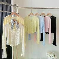 ราคา CHILI#เสื้อไหมพรมแขนยาวชายระบายสำหรับผู้หญิง เสื้อคาร์ดิแกนกันแดดบางๆ สำหรับหน้าร้อน มาพร้อมเข็มกลัดดอกไม้#F094 (1732201104043116728)