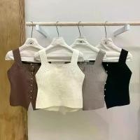 ราคา CHILI#เสื้อครอปไหมพรม เสื้อกั๊กแขนกุดคอเหลี่ยมฝรั่งเศสเสื้อถักนิตติ้งฤดูใบไม้ผลิและฤดูร้อนเสื้อสั้น#69033 (1730580392900790456)