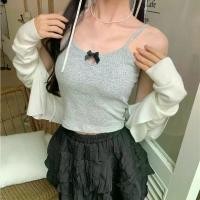 ราคา CHILI#เสื้อสายเดี่ยว เสื้อกล้ามสายเดี่ยวผูกโบว์เล็กๆ ด้านหลังสวยงาม เสื้อตัวสั้นเข้ารูป สำหรับผู้หญิง สำหรับผู้หญิง#X683 (1732340564446054584)