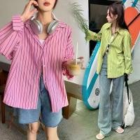 ราคา CHILI#เสื้อเชิ้ตลายทางผู้หญิง เสื้อ Polo แฟชั่น เสื้อสีชมพูแขนยาว เสื้อลำลอง ใหม่หลวมสไตล์เกาหลีเสื้อบางป้องกันแสงแดด ลุคสาวหวานเท่ๆ#W400 (1730431229675342008)
