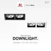 ราคา SL LIGHTING - Recessed Downlight โคมไฟดาวน์ไลท์ E27 แบบฝังฝ้า 2 ช่อง ทรงสี่เหลี่ยม ขั้ว E27 รุ่น SL-6-668 (1730654178853161470)