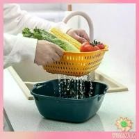 ราคา ตะกร้าล้างผลไม้ ตะกร้าล้างผัก 2ชั้น 2in1 Basin for washing vegetables (1729463000202185471)