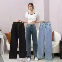 ราคา กางเกงยีนส์ ยีนส์ เกาหลี ผู้หญิง กางเกงยีนส์ขากระบอกเอวสูงผู้หญิง เอวสูง ราคาถูก Casual Plain (1729671104498338650)
