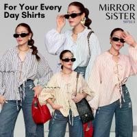ราคา Mirrorsister 50710.3 เสื้อเชิ้ตผูกโบว์ลายทาง แขนพองทรงBalloon ผูกโบว์ด้านหน้าเพิ่มลูกเล่น แมทช์ได้หลายลุค (1731998256368158702)