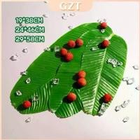 ราคา GZT ใบตองเทียม ใบตองปลอม แผ่นรองจานถ่ายภาพ ใบตองเทียมรองอาหาร green leaf decoration (1730943701306346374)