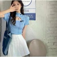 ราคา diary(3555)เสื้อไหมพรมแขนสั้น คอเต่าแต่งซิปรุด ดีเทลโชว์หน้าอก ขายร้อน (1732371403672487691)