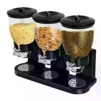ราคา [พร้อมส่ง] เครื่องจ่ายซีเรียลแบบคู่ Poweka Triple Canister Cereal Dispenser, Plastic Dry Food Cereal Dispenser Container Machine Storage Bottles for Home and Kitchen(Black) เครื่ (1731834582368421491)