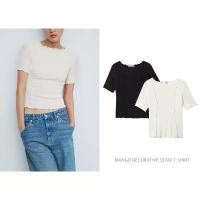 ราคา MANGO เสื้อแขนสั้น เสื้อเข้ารูป ตะเข็บระบาย DECORATIVE SEAM T-SHIRT (B0203) สินค้ามาใหม่ประจำเดือนนี้ (1732349998920533148)
