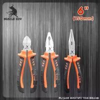ราคา MUSCLE COW Pliers คีมช่าง​ 6 นิ้ว 3 ตัวชุด ปากจิ้งจก ปากแหลม ปากเฉียง ผลิตจากเหล็กกล้าโครเมียมอัลลอยด์ สำหรับงาน จับ ดัด ตัด งอ โค้ง และการขึ้นรูปชิ้นส่วนของอุปกรณ์ คีม หุ้ม ฉนวน กัน ไฟฟ้า (1730984604