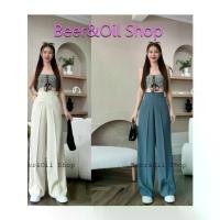 ราคา B0010 Beer&Oil กางเกงขายาวเอวสูงซิปหลังบานลิลลี่ ผ้าลิลลี่งานซิปหลังมีกระเป๋า2ข้างใช้งานได้จริง (1732160116695467178)