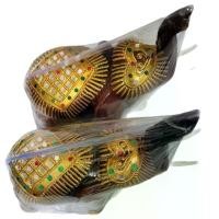 ราคา ช้างไม้แต่งลวดลายเส้นทอง6นิ้ว(ราคา/2ตัวช้างไม้แกะสลัก)wooden elephant souvenir wood (1729772069710302169)