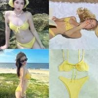ราคา (พร้อมส่งที่ไทย) Corn set ทูพีชสีเหลือง บรามีโครง ชุดว่ายน้ำผู้หญิงสีเหลือง Women Clothing Lady เสื้อผ้า (1730134370035665282)