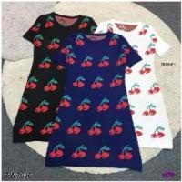 ราคา KT7626เดรสไหมพรมทอลายเชอร์รี่ Cherry weave yarn dress (1730009390646003891)