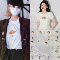 ราคา ส่งด่วน Croissant Crop top เสื้อยืดแบรนด์ งานสกรีนลายน่ารัก คลังสินค้า (1732269906371642970)