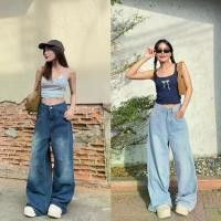 ราคา Croissant - ยีนส์ทรงกระบอกใหญ่ มี 2 สี ป้าย iLona #035 (1730485376044731289)