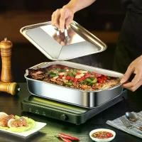 ราคา 【COD/จัดส่งตลอด 24】บ้าน nonstick bakeware สองชิ้นสแควร์ถาดลึกเตาอบเบเกอรี่เครื่องมือ (สแตนเลสทนทาน) (1731412055761192498)