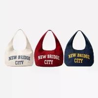 ราคา New bridge city Tote Bag (Navy/Natural/Maroon) กระเป๋าสะพายข้าง กระเป๋าย่าม สปอตสินค้า (1732629166073021962)