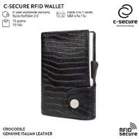 ราคา C-SECURE 2025 กระเป๋าใส่บัตร (RFID Protection) รุ่นหนังจระเข้ สีดำ (เคสบัตรสีเงิน) (1732292943236859763)