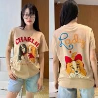 ราคา Lady tramp dog t-shirt เสื้อยืดคอกลมแขนสั้น สกรีนลายน้องหมางานสกรีนหน้าหลัง ลายสกรีนสีน่ารักมาก ขายร้อน (1732048756915537531)