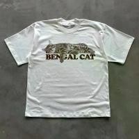 ราคา SHRED® - BENGAL CAT - WHITE TEE - COTTON100% - เสื้อยืดทรงโอเวอร์ไซส์ลายแมวเบงกอล (1732613347789539120)