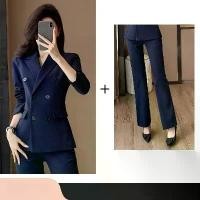 ราคา กางเกงสูทผู้หญิง กระดุมสองแถว ทรงสลิมฟิต เสื้อเบลเซอร์สองชิ้น เหมาะสำหรับทำงานและชุดลำลอง สูทธุรกิจ Clothing Women Girl (1731835764372835213)