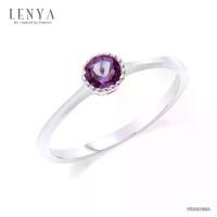 ราคา Lenya Jewelry แหวนเงินแท้ 925 ประดับพลอยอเมทิสต์ ( Amethyst) เล็กน่ารักดูมีรสนิยม ตัวเรือนชุปทองคำขาว (Rhodium) (1729584108211112715)