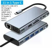 ราคา 11-in-1 Docking Station Type-C Docking Station การ์ดเครือข่าย Gigabit โน้ตบุ๊ค Multi-Function Converter USB3.0 (1732104519441352533)