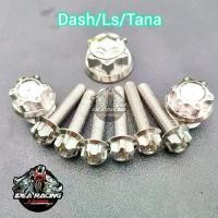 ราคา น็อตแผงคอ+อุดหัวโช๊ค+น็อตจับโช๊คหน้า/น็อตยึดแผงคอ 6ตัว สำหรับ dash Ls tana หัวเฟืองเลสแท้ (1731958142525213439)