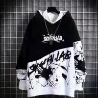 ราคา Long sleeve shirt with hood ✔ ✨ Korean and Japanese style, 4 colors: black and red, black and yellow, black and white, white and black. (1732111317091583163)