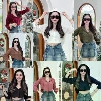ราคา เชิ้ตhood ทรงครอป แขน5ส่วน ((H 1)) COD ผู้หญิง Clothing Women เสื้อฮาวายลายดอก เสื้อครอปแขนยาวเอวลอย (1731681928381827837)