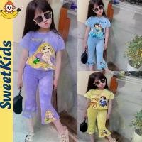 ราคา ส่งฟรี. SweetKids ready to ship from Bangkokbig children's clothes children's sets girls' dresses Snow White 2-piece cartoon print short-sleeved baby set Girls fashion set 1-7 years old (1732378294512
