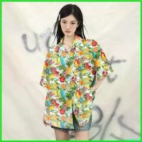 ราคา vaginoshop ปัจจุบัน Women's Hawaii top women's parrot print shirt stylish holiday short sleeve casual buttons เสื้อ clothing ผู้หญิง (1730808438183463070)