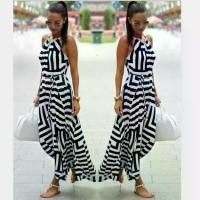 ราคา Black and White Geometric Print Loose Dress Flared Long Dress Spring Summer Women's Fashion Artistic (1732473647926117443)