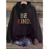 ราคา เสื้อกันหนาวสไตล์ใหม่ Be Kind Print Kangaroo Pocket Hoodie, Casual Long Sleeve Drawstring Hooded Sweatshirt, Women's Clothing (1732574862540572438)