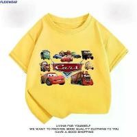 ราคา COD เสื้อยืดคอกลม 100% Cotton 100-150cm - Lightning McQueen Race Car Dynamic Print (1731649330521671368)