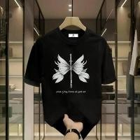 ราคา Butterfly Cross Sword Print Loose Cotton T-shirt American Sports Casual Short Sleeve T-shirt, Unisex (1732312544276286060)