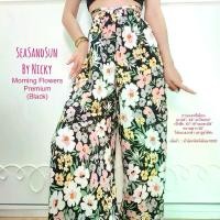 ราคา กางเกงลายดอกไม้ เอวสูง Good Morning Flower Black ผ้าไหมอิตาลี100D คัตติ้งเนี๊ยบ Clothing Pants (1730757940783122773)