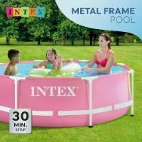 ราคา INTEX รุ่นใหม่สระว่ายน้ำสำเร็จรูป สระน้ำครอบครัว ขนาด 2.44M X 76CM 8 ฟุต PINK METAL FRAME POOL (1732650130729632900)
